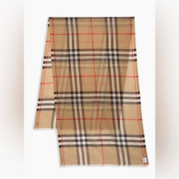 Burberry Check Wool-Silk Scarf, Archive Beige, OneSize - Picture 3 of 9